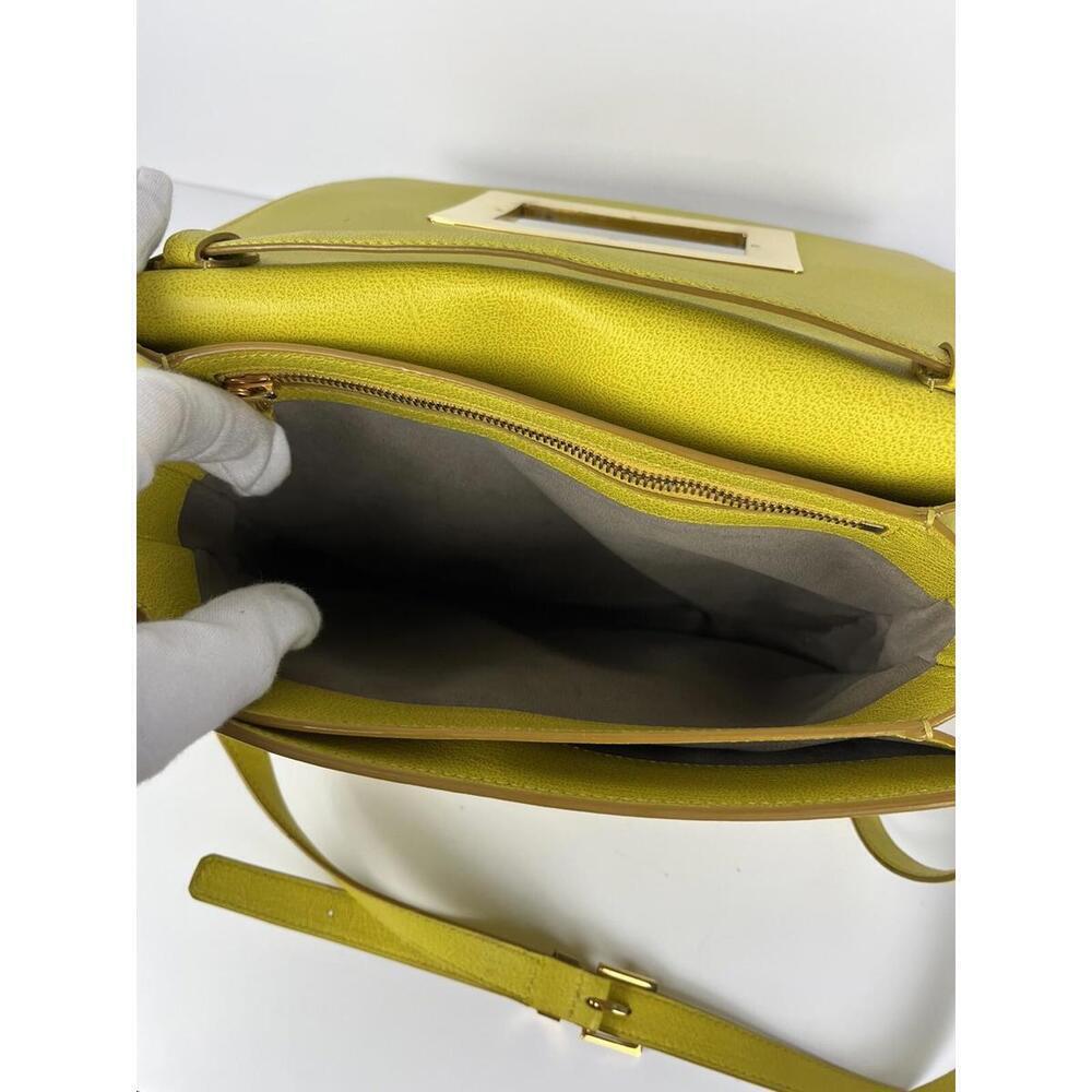 Tom Ford Peccary Suede Chrome Natalia Yellow Shoulder Bag Size Medium - Picture 10 of 13